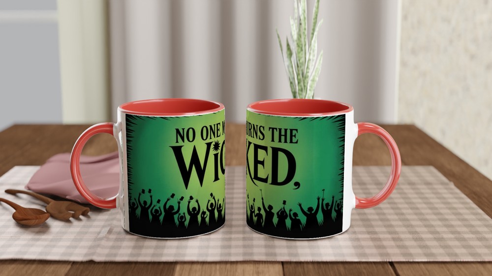 Wicked Mug | No One Mourns the Wicked Song Quote | Musical Theatre Gift | Elphaba Silhouette Present for Theatre Lovers — view 7