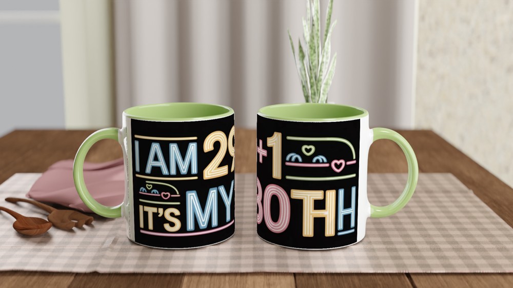 I Am 29+1 It's My 30th Birthday Funny Neon Style Mug — view 5