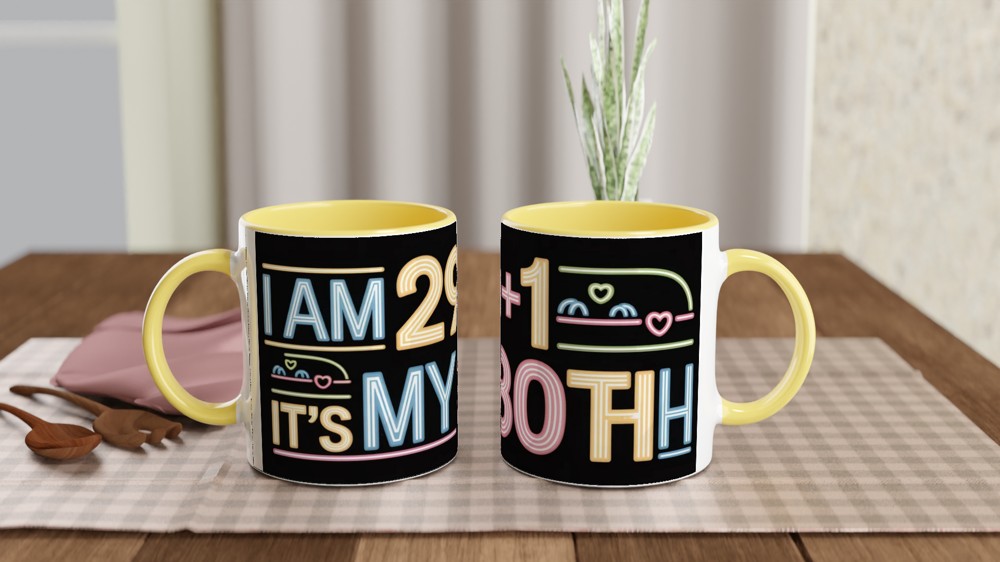 I Am 29+1 It's My 30th Birthday Funny Neon Style Mug — view 8