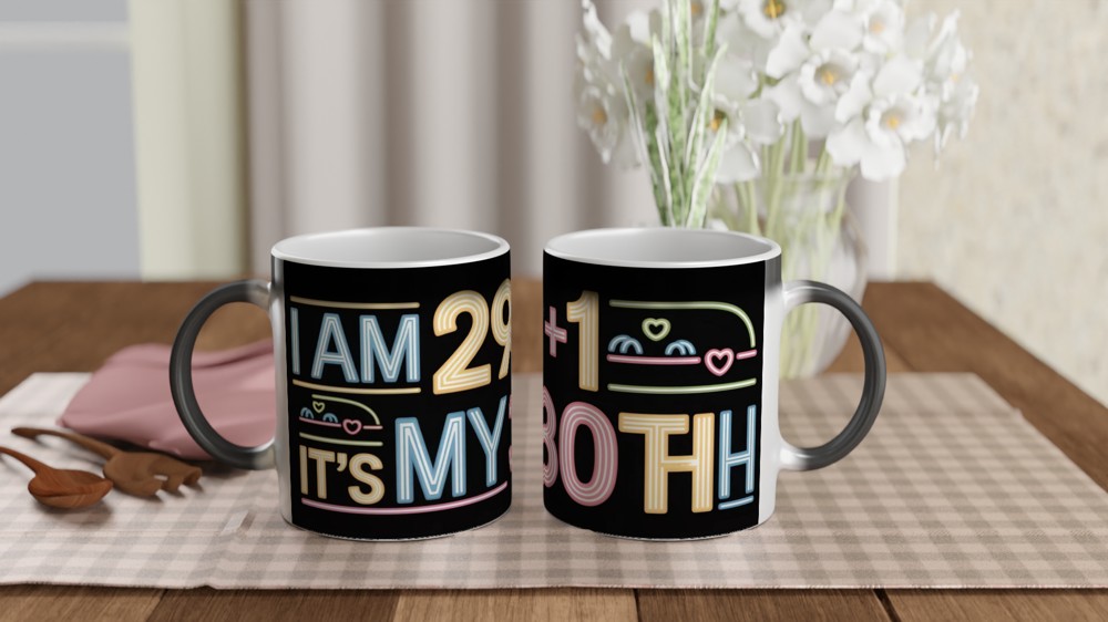 I Am 29+1 It's My 30th Birthday Funny Neon Style Mug — view 3