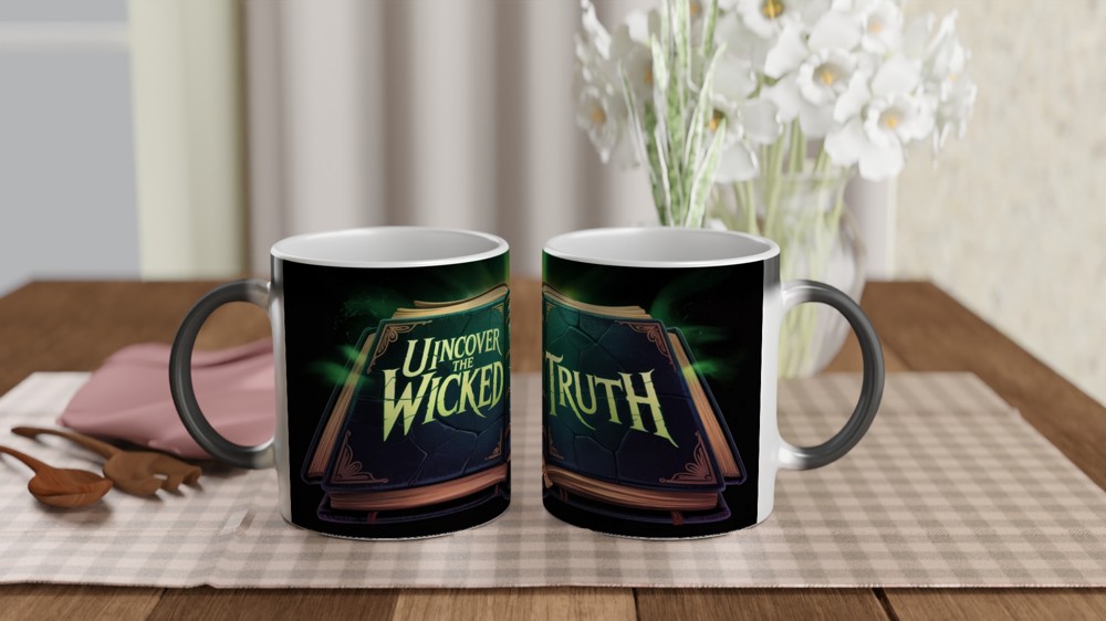 Wicked Spellbook Mug | Forbidden Grimoire Design | Musical Theatre Gift | Green Magic Wrap Around Mug — view 3