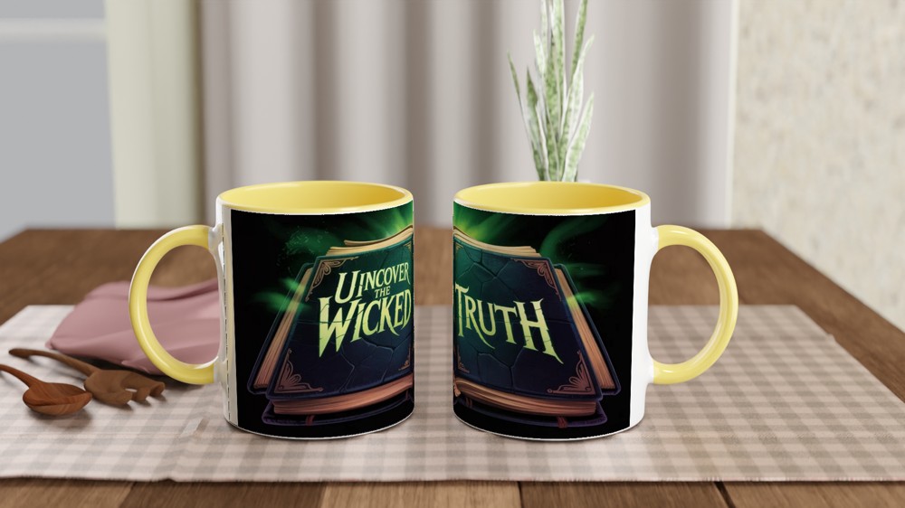 Wicked Spellbook Mug | Forbidden Grimoire Design | Musical Theatre Gift | Green Magic Wrap Around Mug — view 8