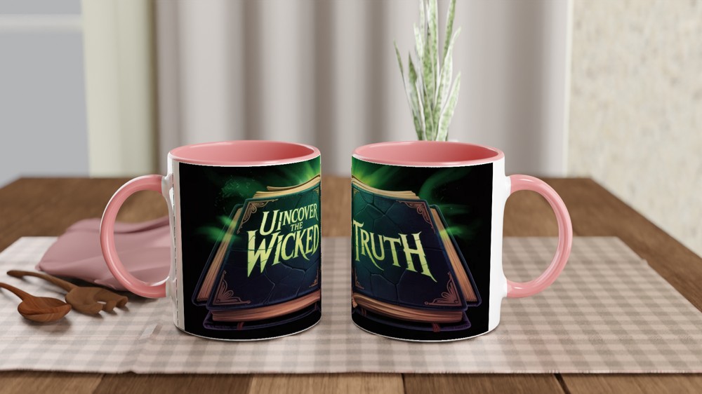 Wicked Spellbook Mug | Forbidden Grimoire Design | Musical Theatre Gift | Green Magic Wrap Around Mug — view 6