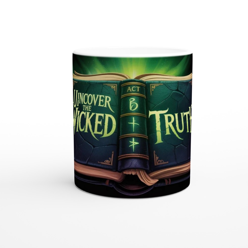 Wicked Spellbook Mug | Forbidden Grimoire Design | Musical Theatre Gift | Green Magic Wrap Around Mug — view 11