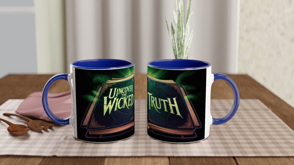Wicked Spellbook Mug | Forbidden Grimoire Design | Musical Theatre Gift | Green Magic Wrap Around Mug — view 4