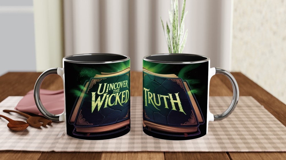 Wicked Spellbook Mug | Forbidden Grimoire Design | Musical Theatre Gift | Green Magic Wrap Around Mug — view 9