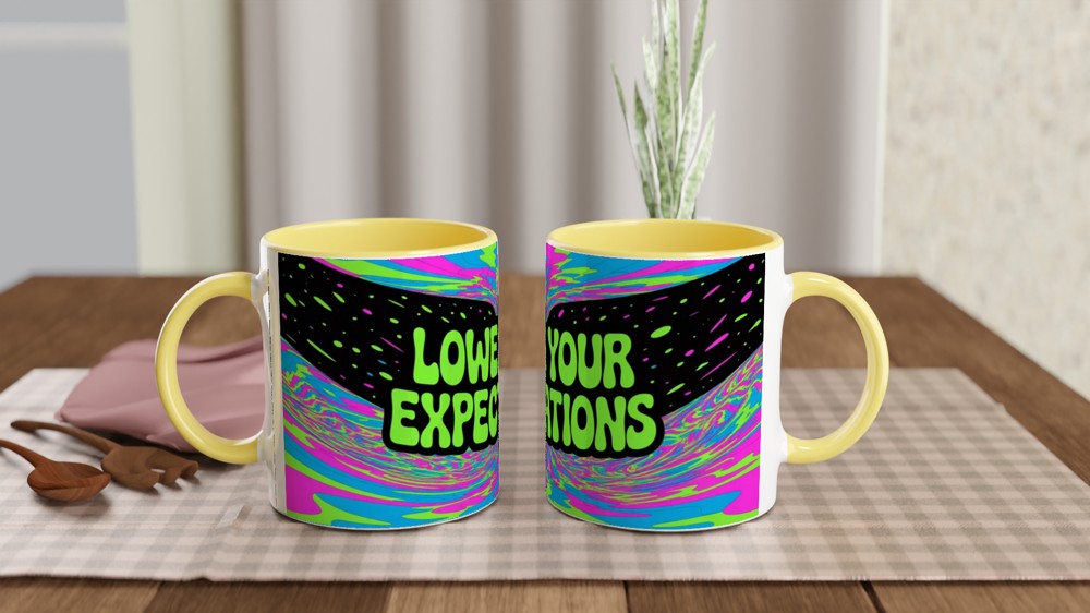 Lower Your Expectations Psychedelic Funny Mug — view 8