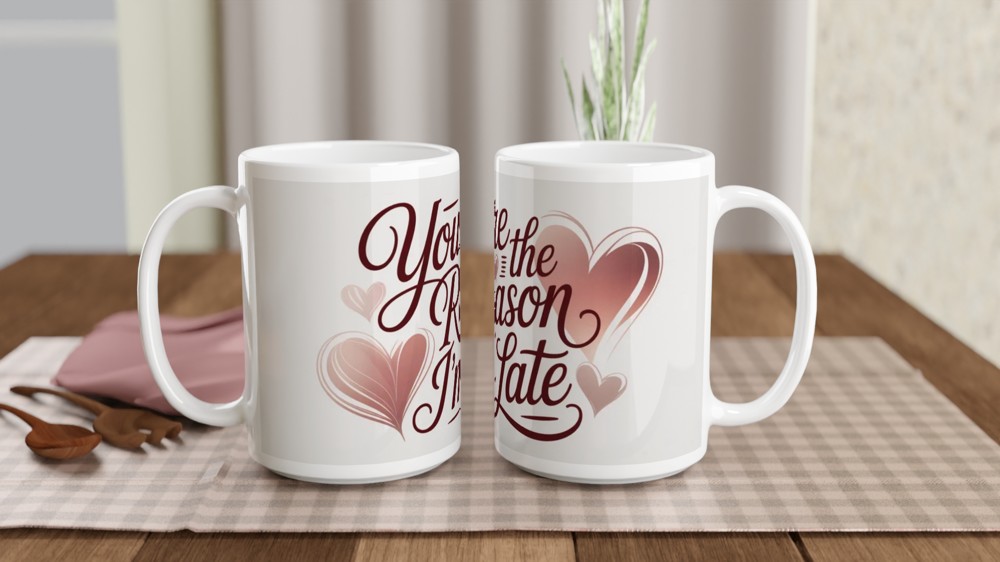 You're The Reason I'm Late - Funny Romantic Mug — view 2