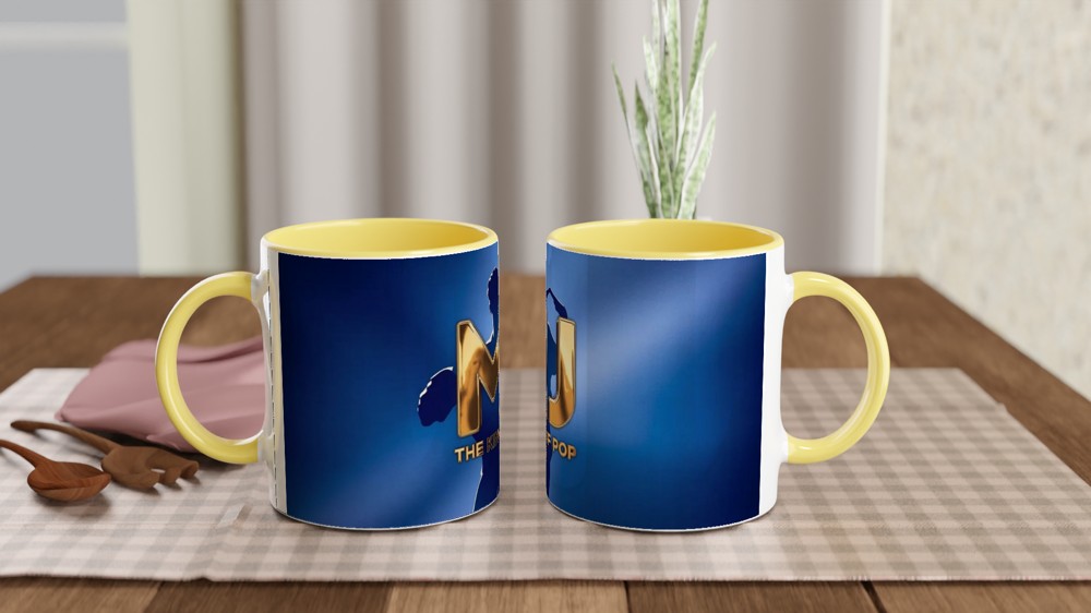 King of Pop Mug | Geometric MJ Gold Foil Design | Music Legend Gift for Him or Her | Royal Blue Pop Icon Coffee Cup — view 8