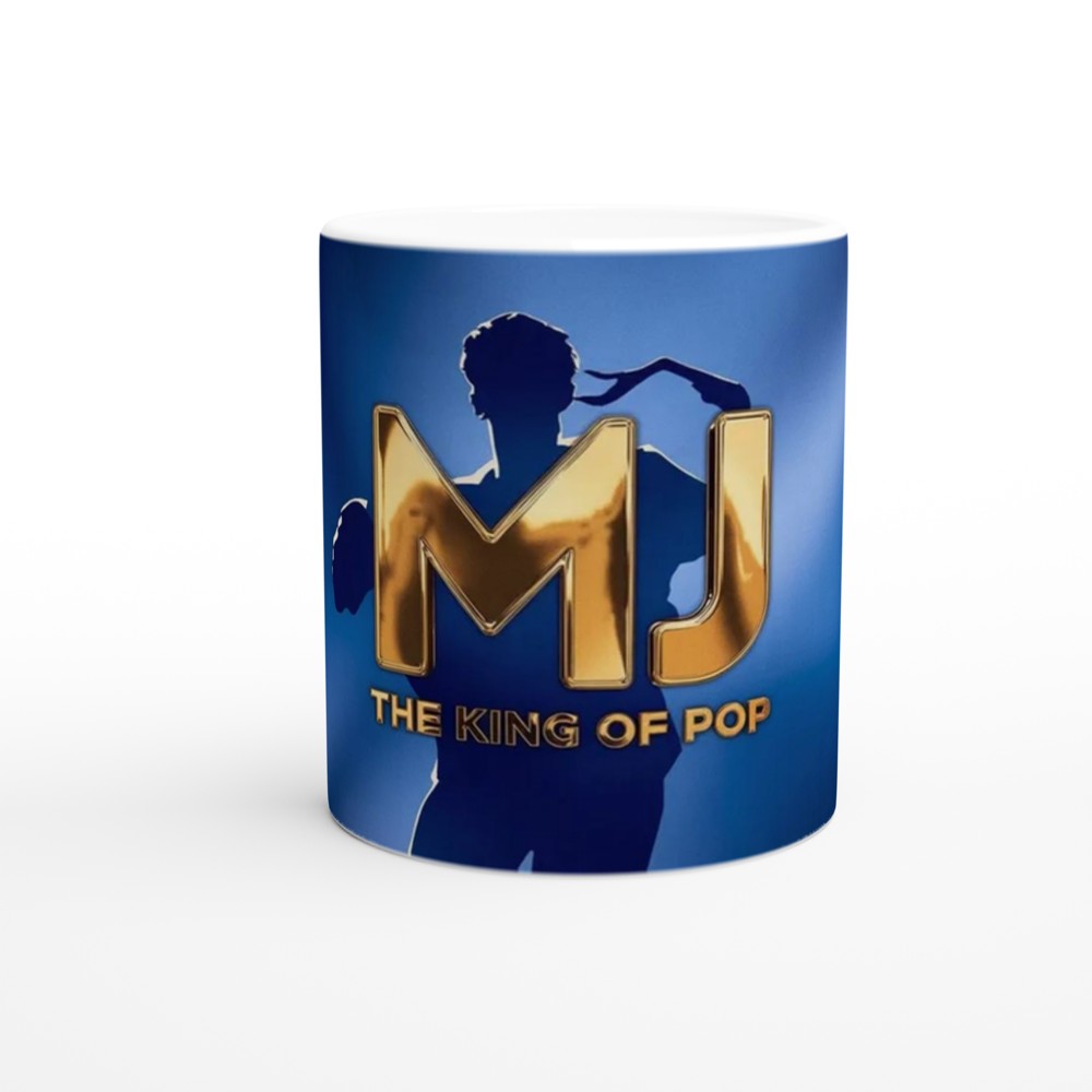 King of Pop Mug | Geometric MJ Gold Foil Design | Music Legend Gift for Him or Her | Royal Blue Pop Icon Coffee Cup — view 11