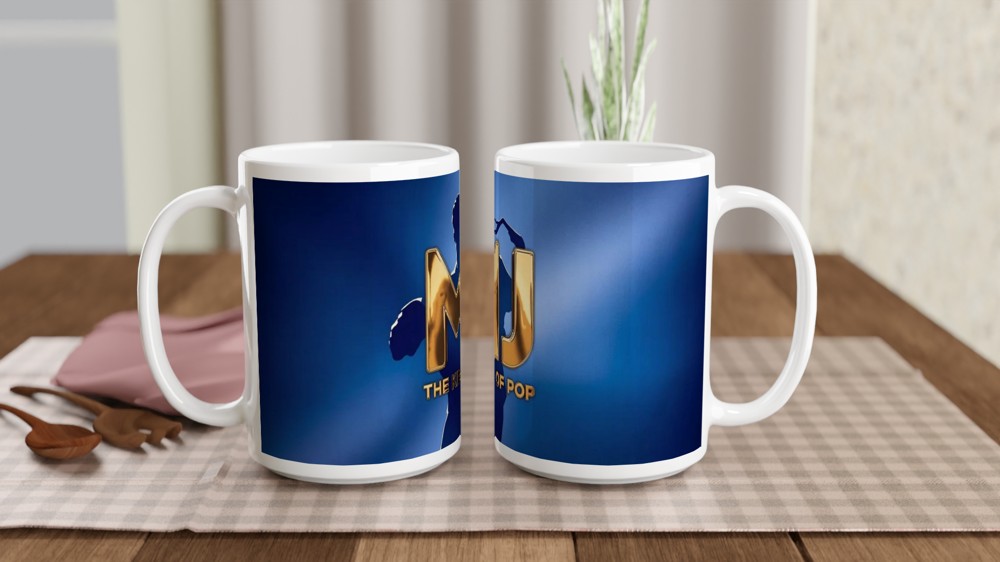 King of Pop Mug | Geometric MJ Gold Foil Design | Music Legend Gift for Him or Her | Royal Blue Pop Icon Coffee Cup — view 2