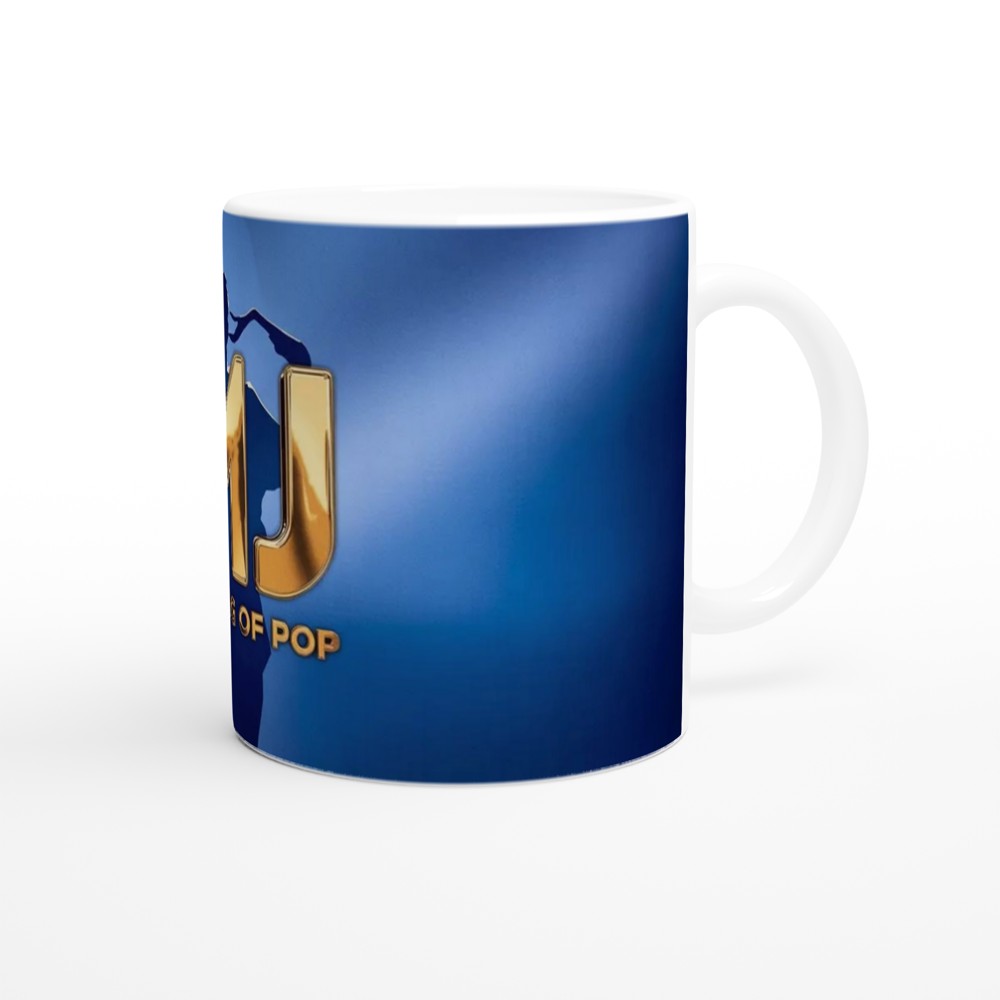 King of Pop Mug | Geometric MJ Gold Foil Design | Music Legend Gift for Him or Her | Royal Blue Pop Icon Coffee Cup — view 12