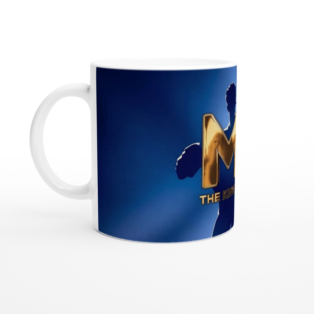 King of Pop Mug | Geometric MJ Gold Foil Design | Music Legend Gift for Him or Her | Royal Blue Pop Icon Coffee Cup — view 10