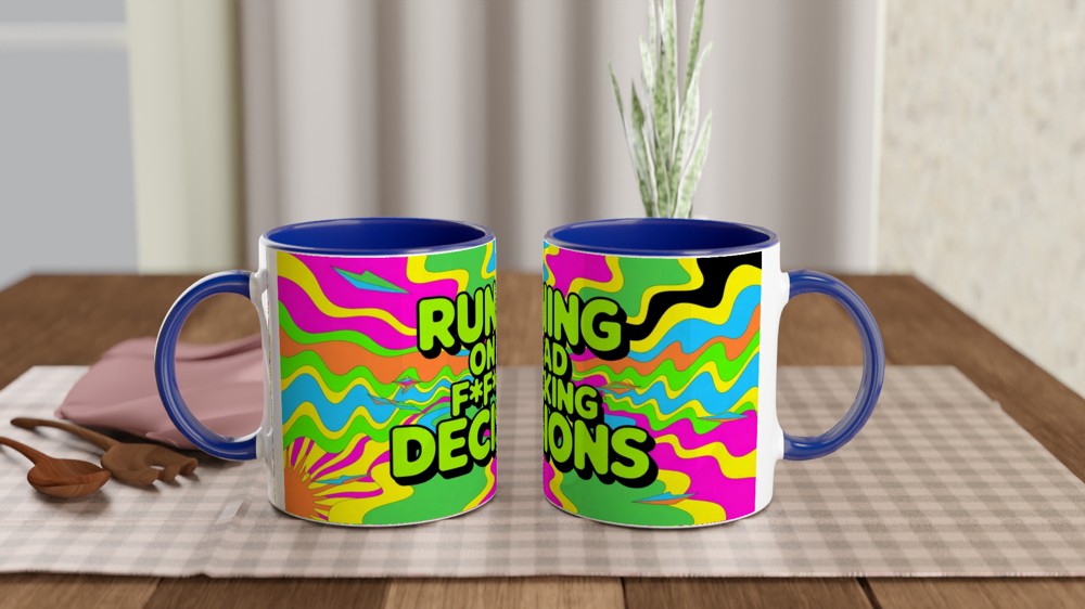 Running On Bad Decisions Funny Psychedelic Mug — view 4