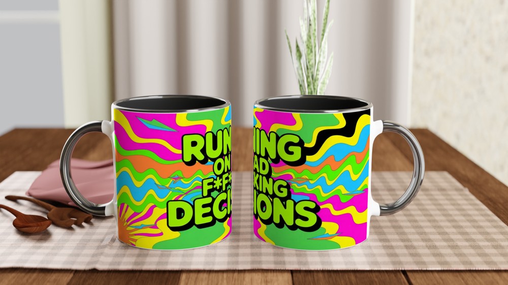 Running On Bad Decisions Funny Psychedelic Mug — view 9