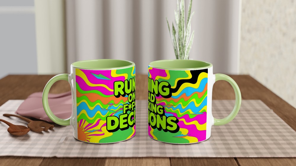 Running On Bad Decisions Funny Psychedelic Mug — view 5
