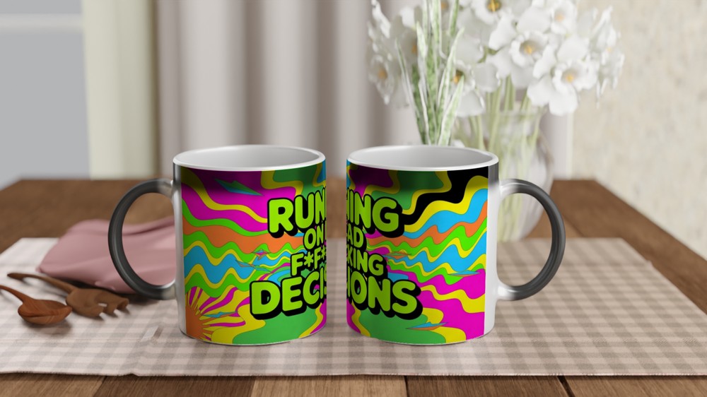 Running On Bad Decisions Funny Psychedelic Mug — view 3