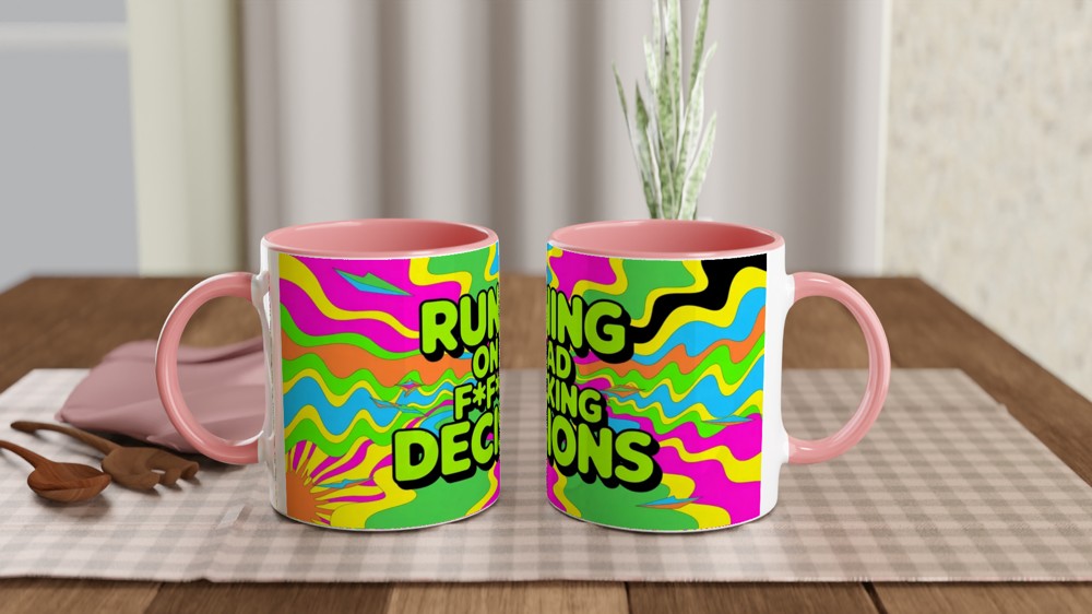 Running On Bad Decisions Funny Psychedelic Mug — view 6