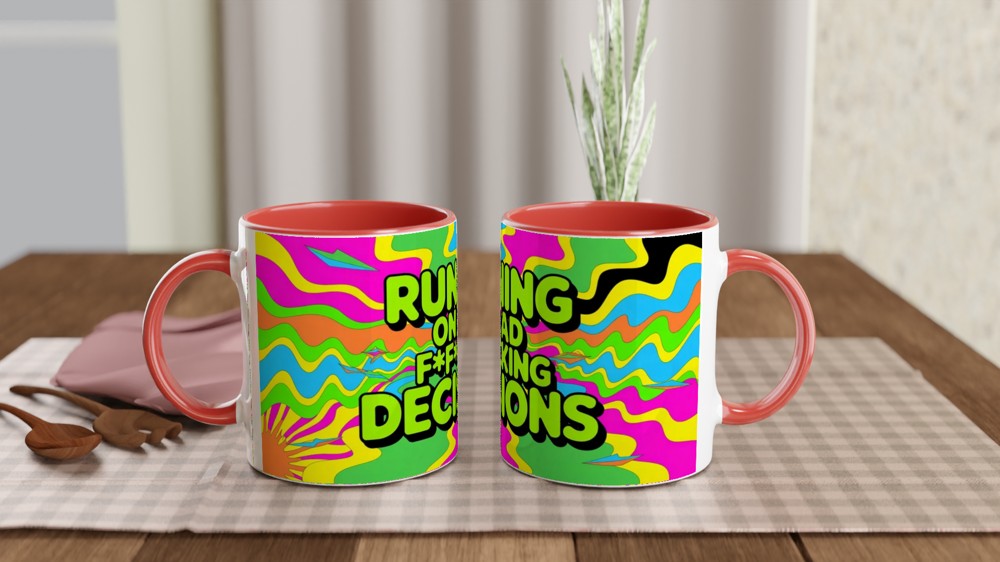Running On Bad Decisions Funny Psychedelic Mug — view 7