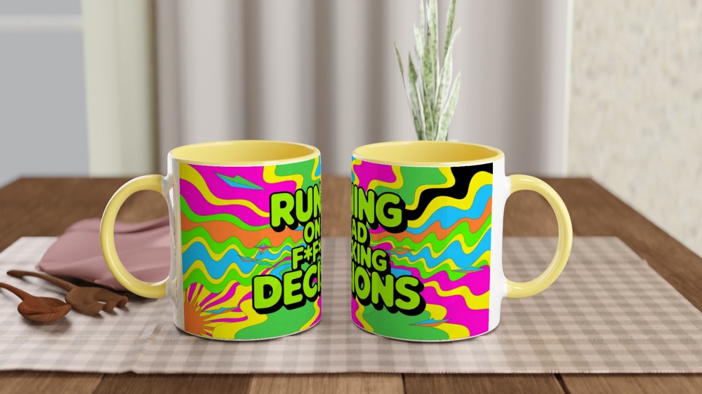 Running On Bad Decisions Funny Psychedelic Mug — view 8