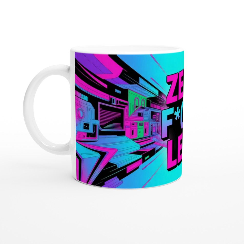Zero Fucks Left Mug | Cyberpunk Neon Coffee Mug | Funny Rude Gift for Friends — view 10