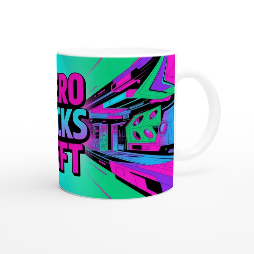Zero Fucks Left Mug | Cyberpunk Neon Coffee Mug | Funny Rude Gift for Friends — view 12