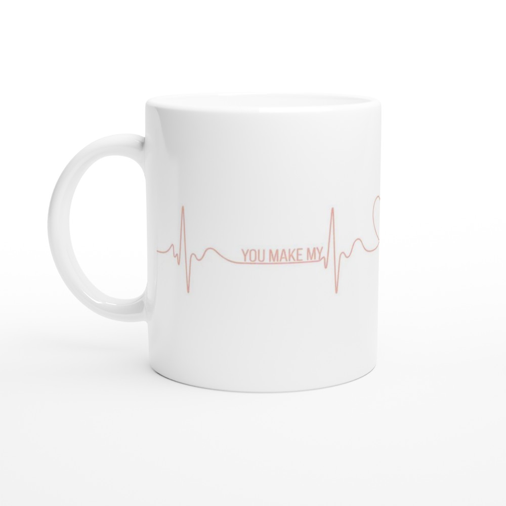 Valentine's Day Mug | You Make My Heart Beat | Romantic Anniversary Gift | Heartbeat Line Mug for Husband or Wife — view 10