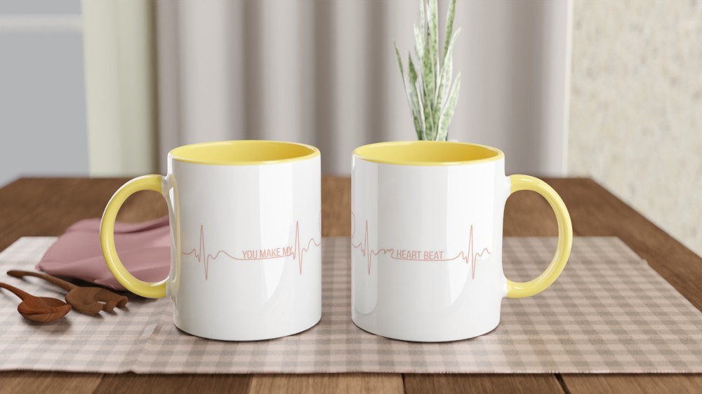 Valentine's Day Mug | You Make My Heart Beat | Romantic Anniversary Gift | Heartbeat Line Mug for Husband or Wife — view 8