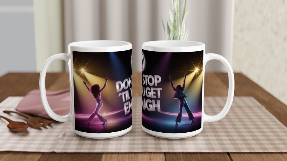 MJ the Musical Mug | Disco Era Stage Design | 'Don't Stop 'Til You Get Enough' Gift | Musical Theatre Present for Him or Her — view 2