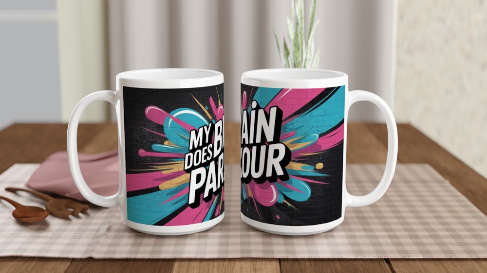 My Brain Does Parkour - Funny ADHD Graffiti Style Mug — view 2