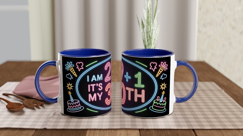 30th Birthday Mug | Funny 29 + 1 Neon Design | Turning 30 Gift for Her and Him | Best Friend Birthday Present — view 4