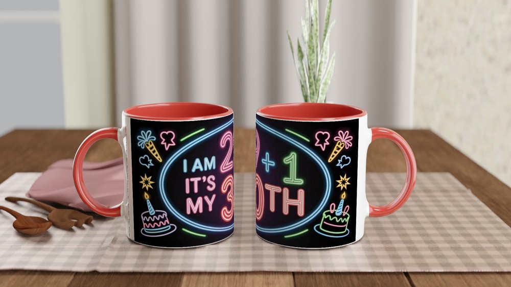 30th Birthday Mug | Funny 29 + 1 Neon Design | Turning 30 Gift for Her and Him | Best Friend Birthday Present — view 7