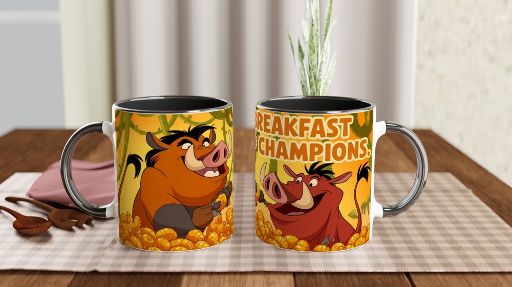 Lion King Mug | 'Breakfast of Champions' Timon & Pumbaa | Musical Theatre Gift | Best Friend Birthday Present — view 9