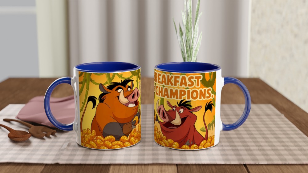 Lion King Mug | 'Breakfast of Champions' Timon & Pumbaa | Musical Theatre Gift | Best Friend Birthday Present — view 4