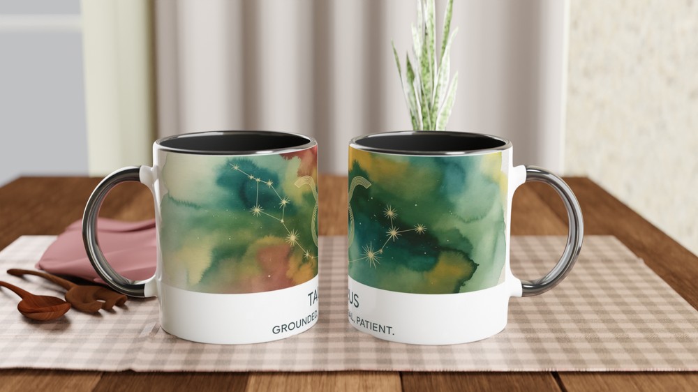 Taurus Mug | Astrology Star Sign Gift | Watercolor Zodiac Constellation Cup | Birthday Present for Her, Him or Best Friend — view 9