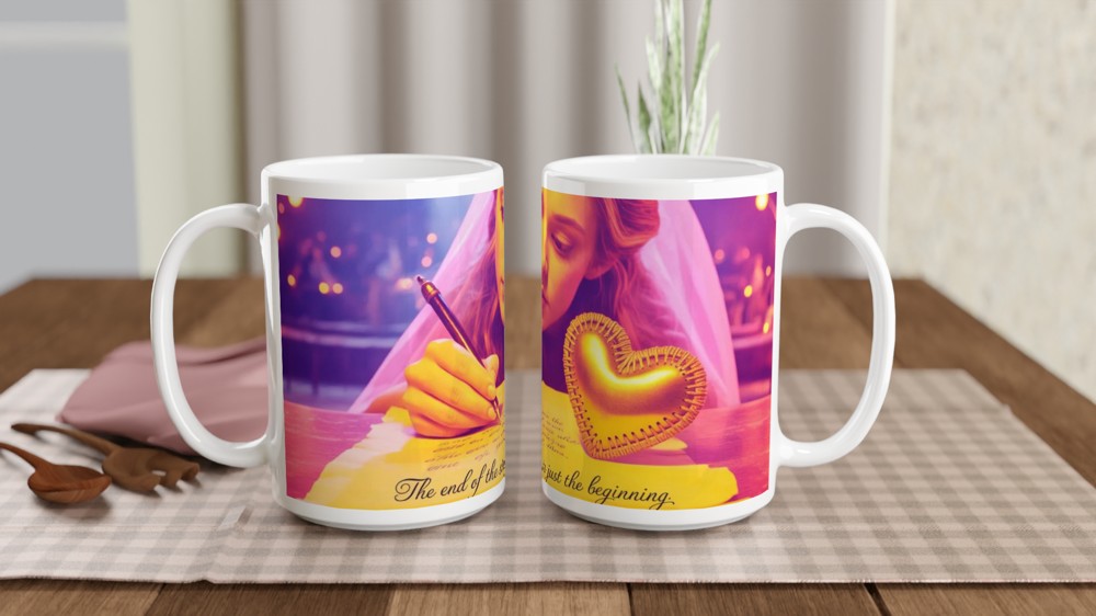The End of the Story Is Just the Beginning - Romantic Wedding Quote Mug — view 2