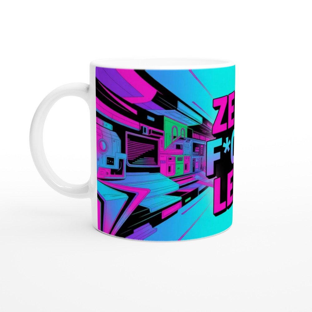 Zero F*cks Left - Retro Neon Cyberpunk Funny Mug — view 10