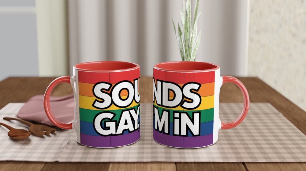 Sounds Gay I'm In Mug | Funny Pride Gift | Bold Rainbow Typography Mug | Queer Best Friend Birthday Present — view 7