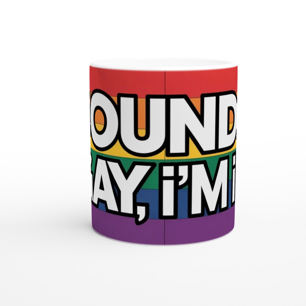 Sounds Gay I'm In Mug | Funny Pride Gift | Bold Rainbow Typography Mug | Queer Best Friend Birthday Present — view 11