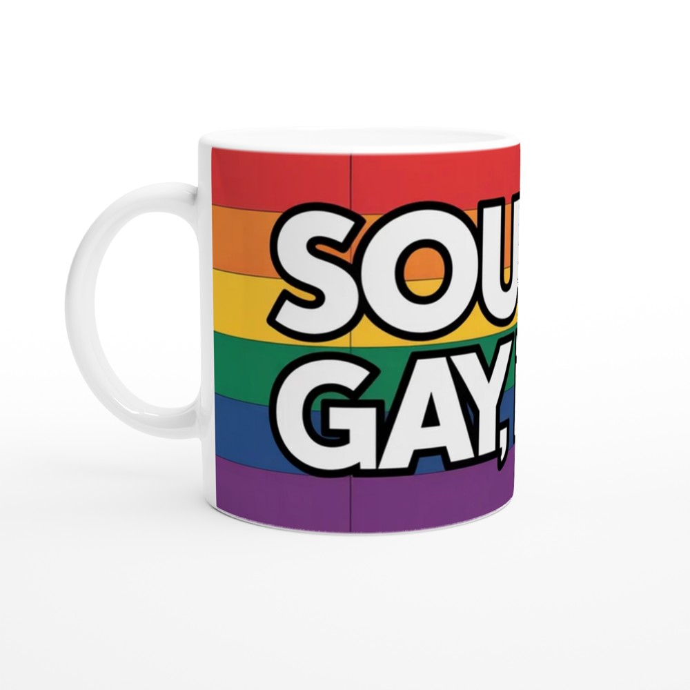Sounds Gay I'm In Mug | Funny Pride Gift | Bold Rainbow Typography Mug | Queer Best Friend Birthday Present — view 10