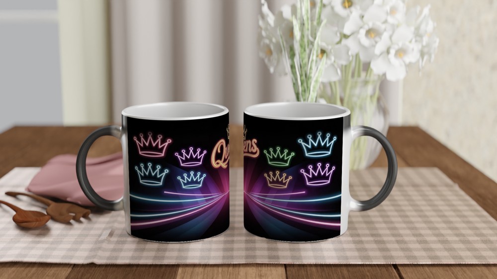 Queens Neon Crowns Retro Mug — view 3