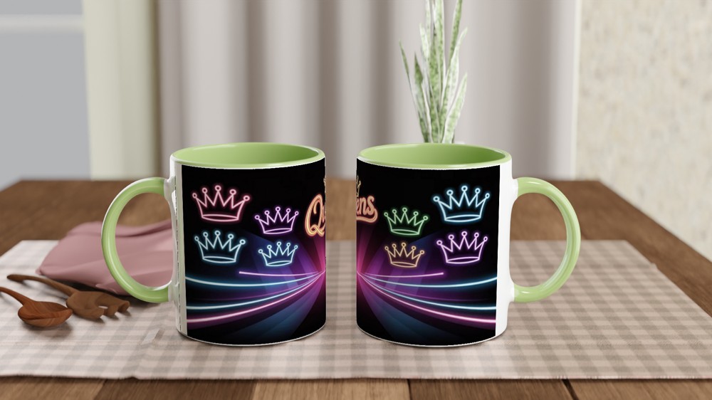 Queens Neon Crowns Retro Mug — view 5