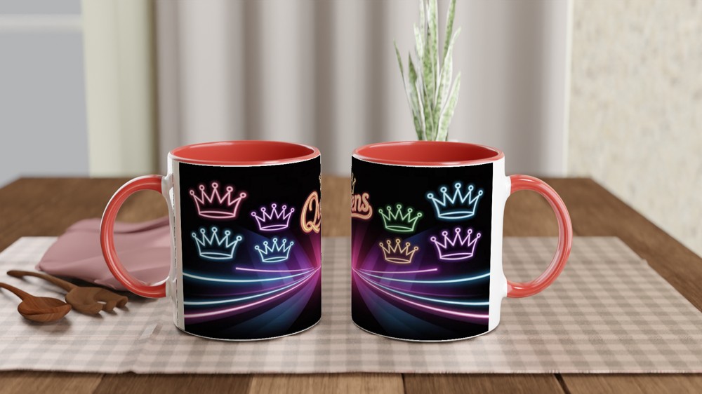 Queens Neon Crowns Retro Mug — view 7