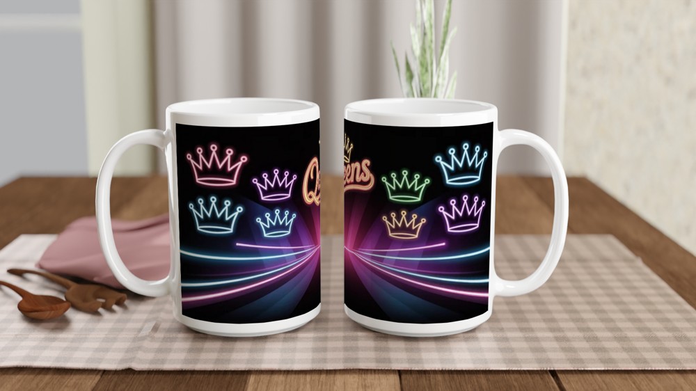 Queens Neon Crowns Retro Mug — view 2