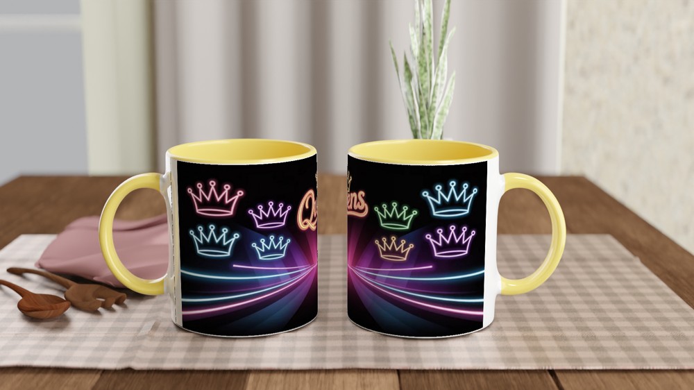 Queens Neon Crowns Retro Mug — view 8