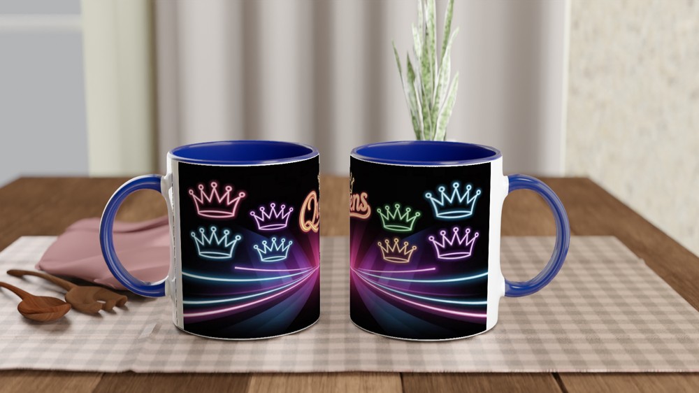 Queens Neon Crowns Retro Mug — view 4