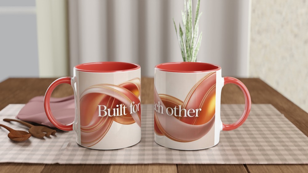 Anniversary Mug | Built For Each Other Romantic Gift | Couples Valentines Present | Abstract Interlocking Shapes Mug — view 7