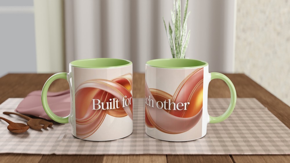 Anniversary Mug | Built For Each Other Romantic Gift | Couples Valentines Present | Abstract Interlocking Shapes Mug — view 5
