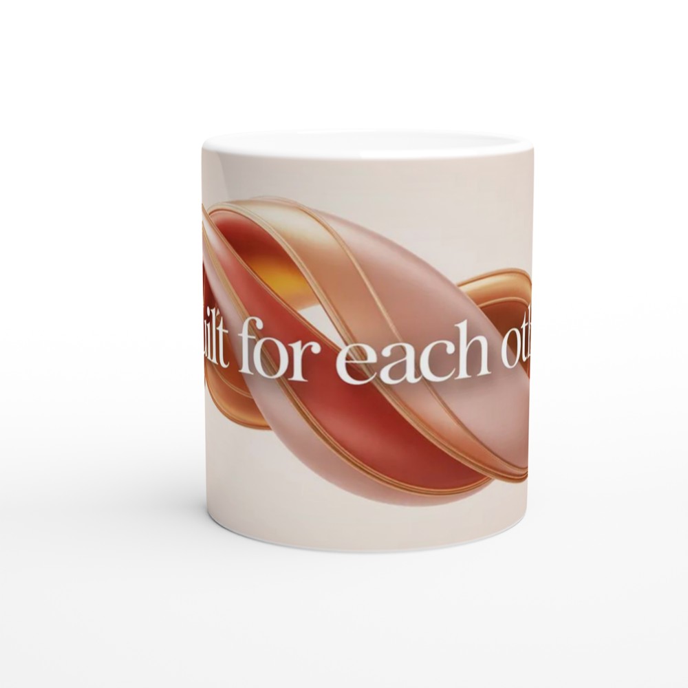 Anniversary Mug | Built For Each Other Romantic Gift | Couples Valentines Present | Abstract Interlocking Shapes Mug — view 11