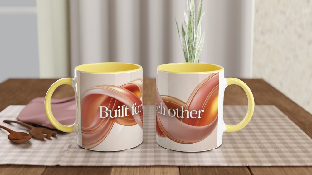 Anniversary Mug | Built For Each Other Romantic Gift | Couples Valentines Present | Abstract Interlocking Shapes Mug — view 8